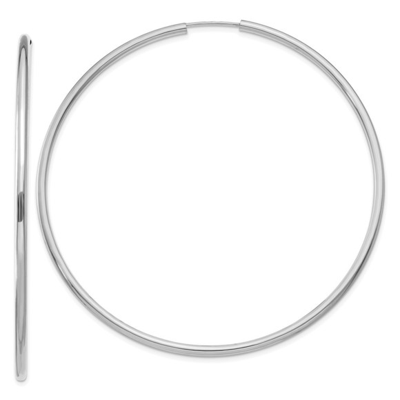 14k White Gold 2mm Polished Endless Hoop Earrings - Picture 1 of 4